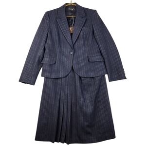 VTG 80s Dillion Womens 11/12 Navy Blue Pinstripe Wool Blend Career  Business Set